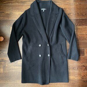 Banana Republic Black Knit Cotton Blend Sweater Coat Jacket-XXS